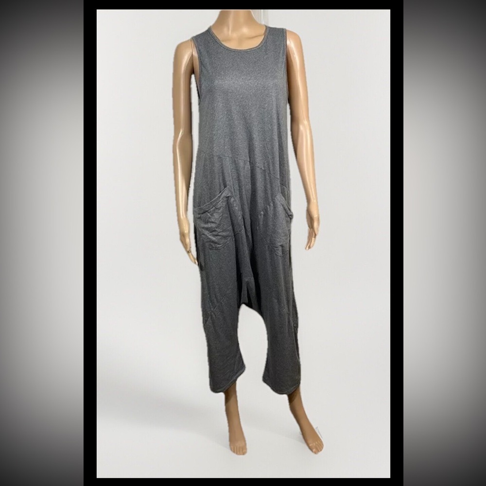 Karen Zambos Gray Jumpsuit Romper Women's Small Lagenlook Minimalist